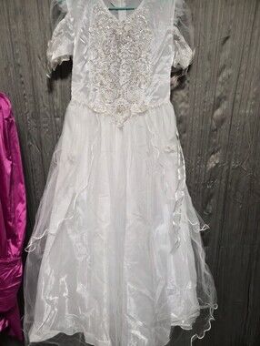 White Beaded Embellished Tulle Dress
